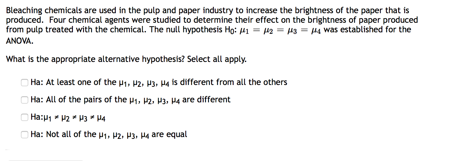Solved Bleaching chemicals are used in the pulp and paper