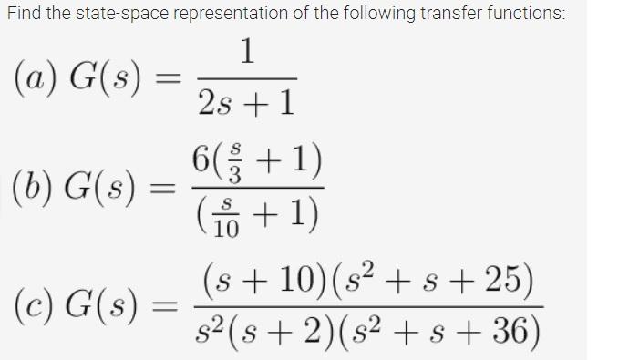 Solved Find the state-space representation of the following | Chegg.com