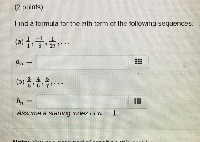 Solved (2 points) Find a formula for the nth term of the | Chegg.com