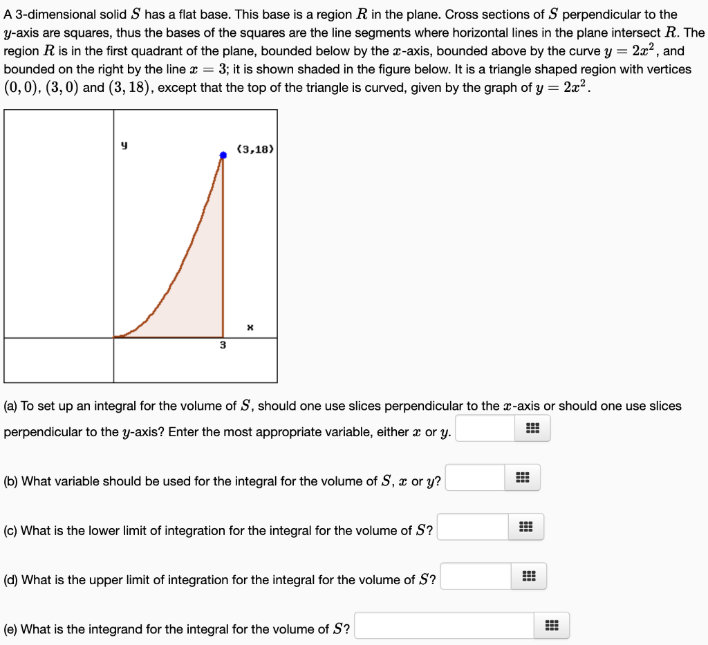 Solved A 3-dimensional Solid S Has A Flat Base. This Base Is | Chegg.com