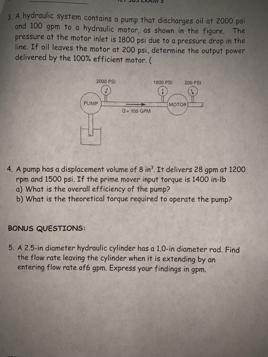 Solved 2. A pump delivers oil at a rate of 20 gpm to the