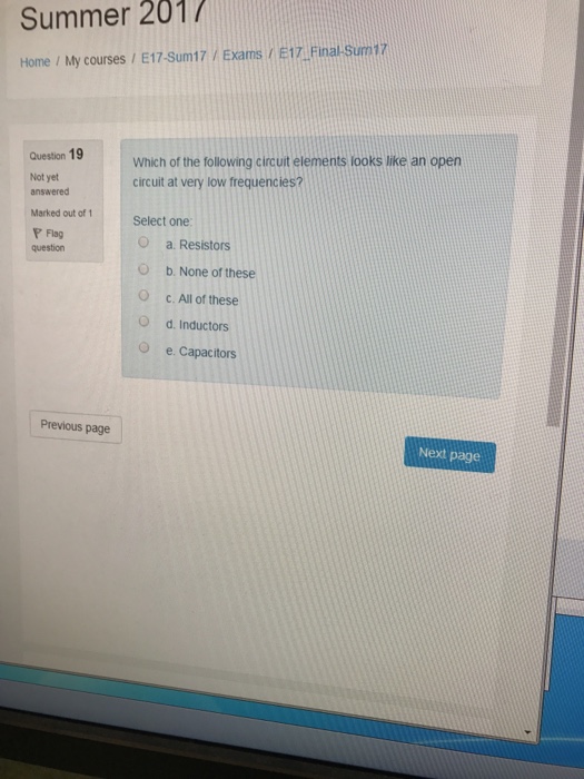 Solved Which of the following circuit elements looks like an | Chegg.com