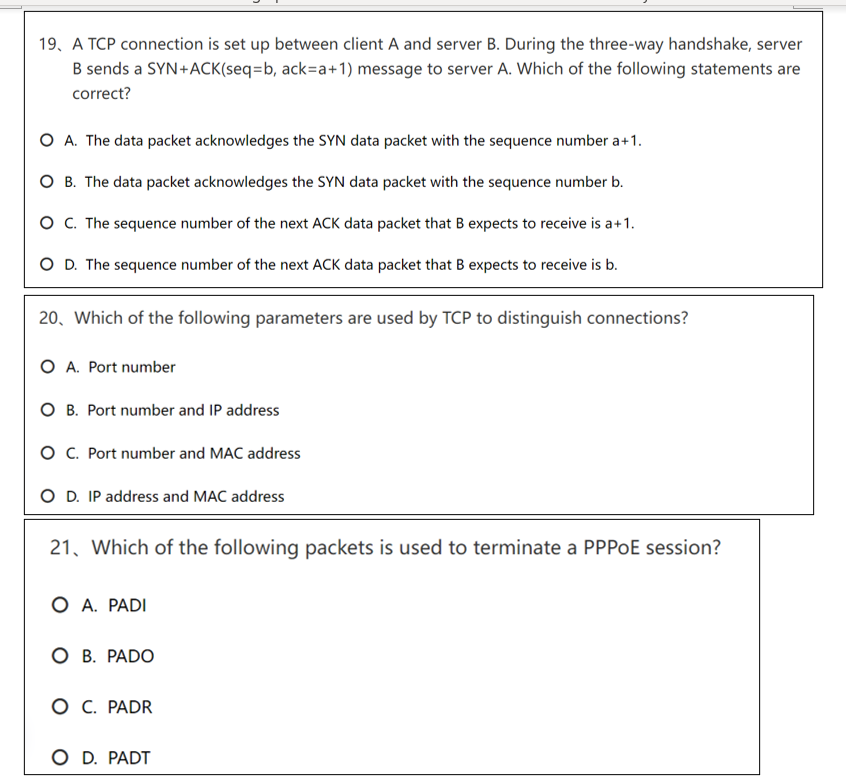 Solved 19, A TCP connection is set up between client A and | Chegg.com