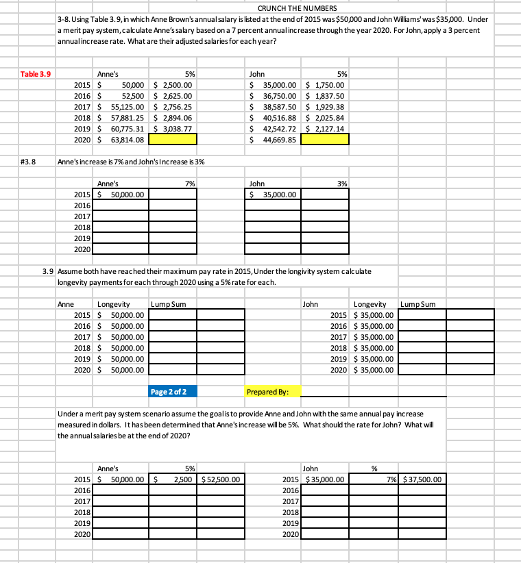 CRUNCH THE NUMBERS 3-8. Using Table 3.9, in which | Chegg.com