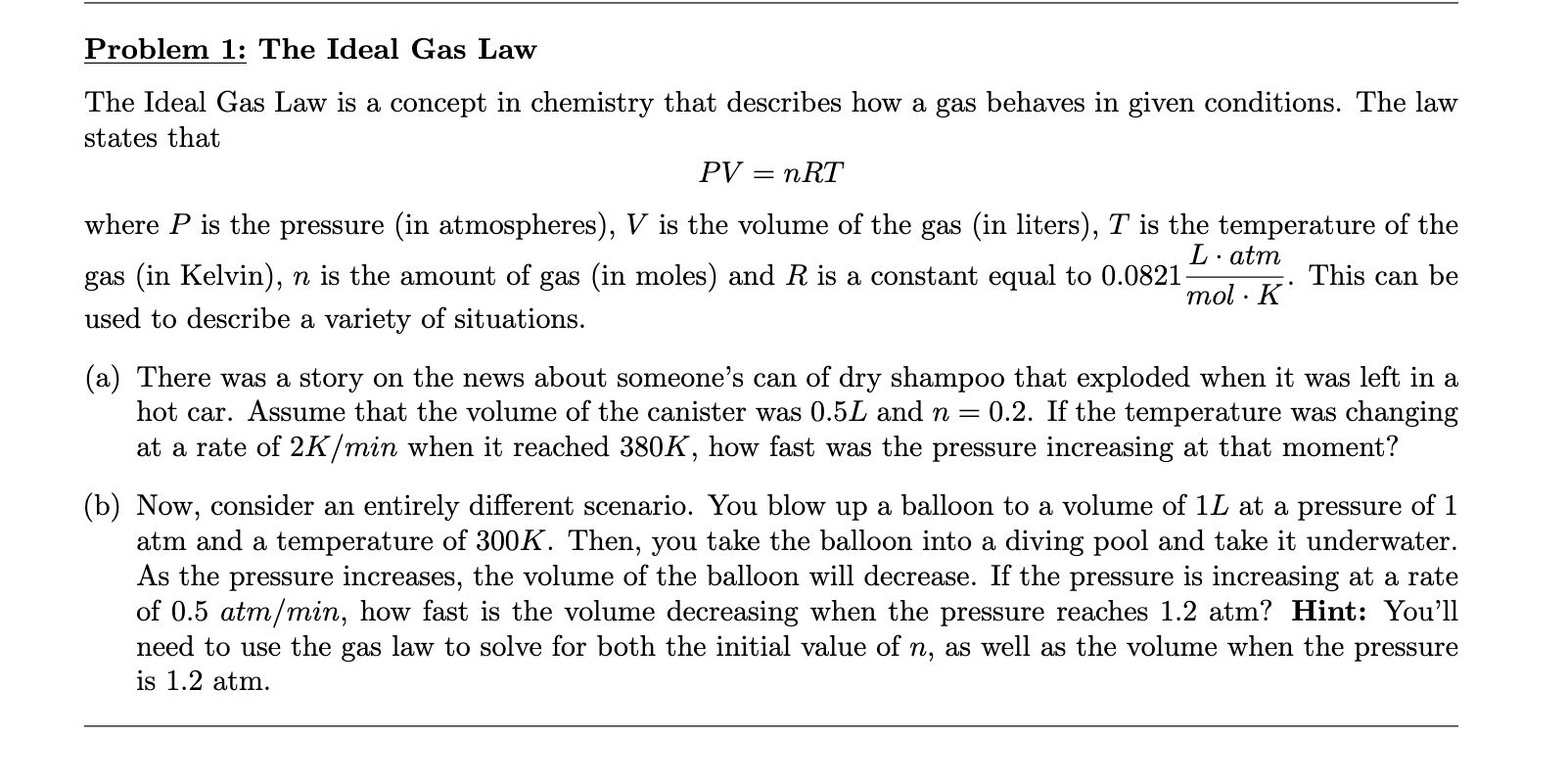 ideal gas law problem solving with answers