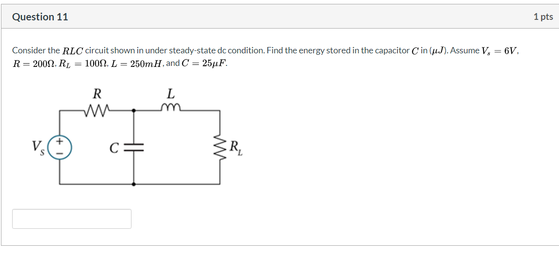 Solved Consider The Rlc Circuit Shown In Under Steady Sta Chegg Com