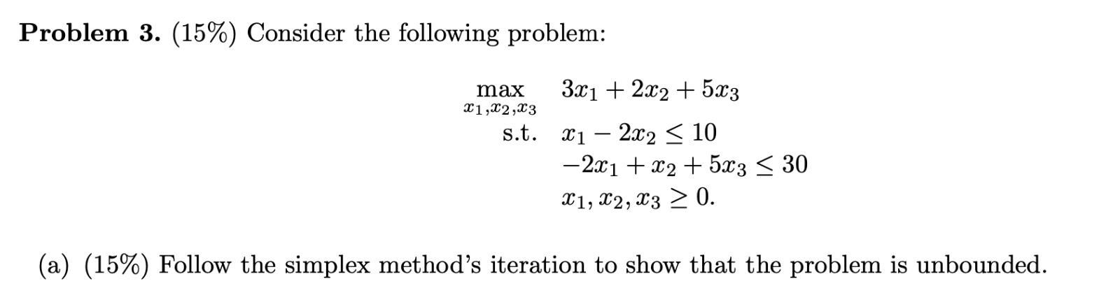 Solved Problem 3. (15%) Consider the following problem: | Chegg.com