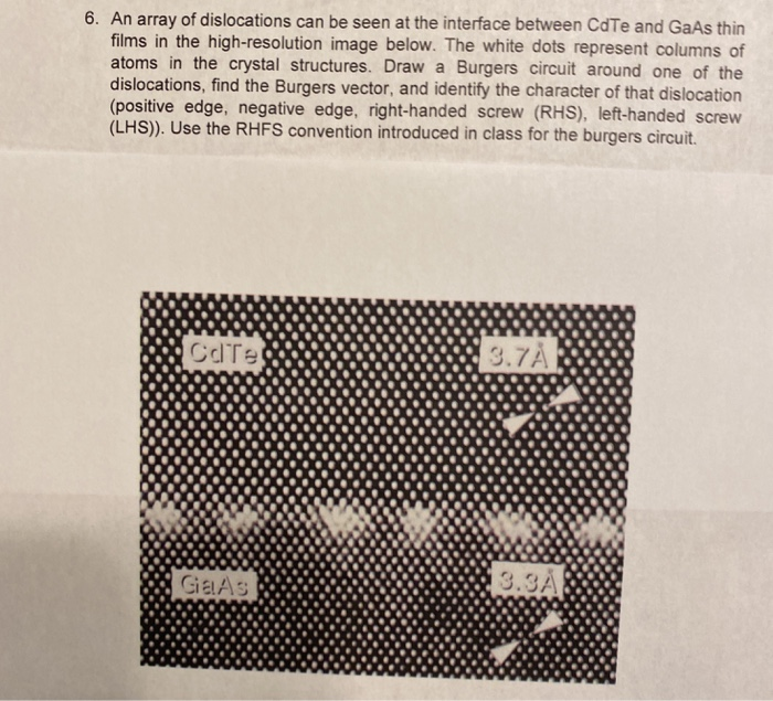 Solved 6. An array of dislocations can be seen at the | Chegg.com