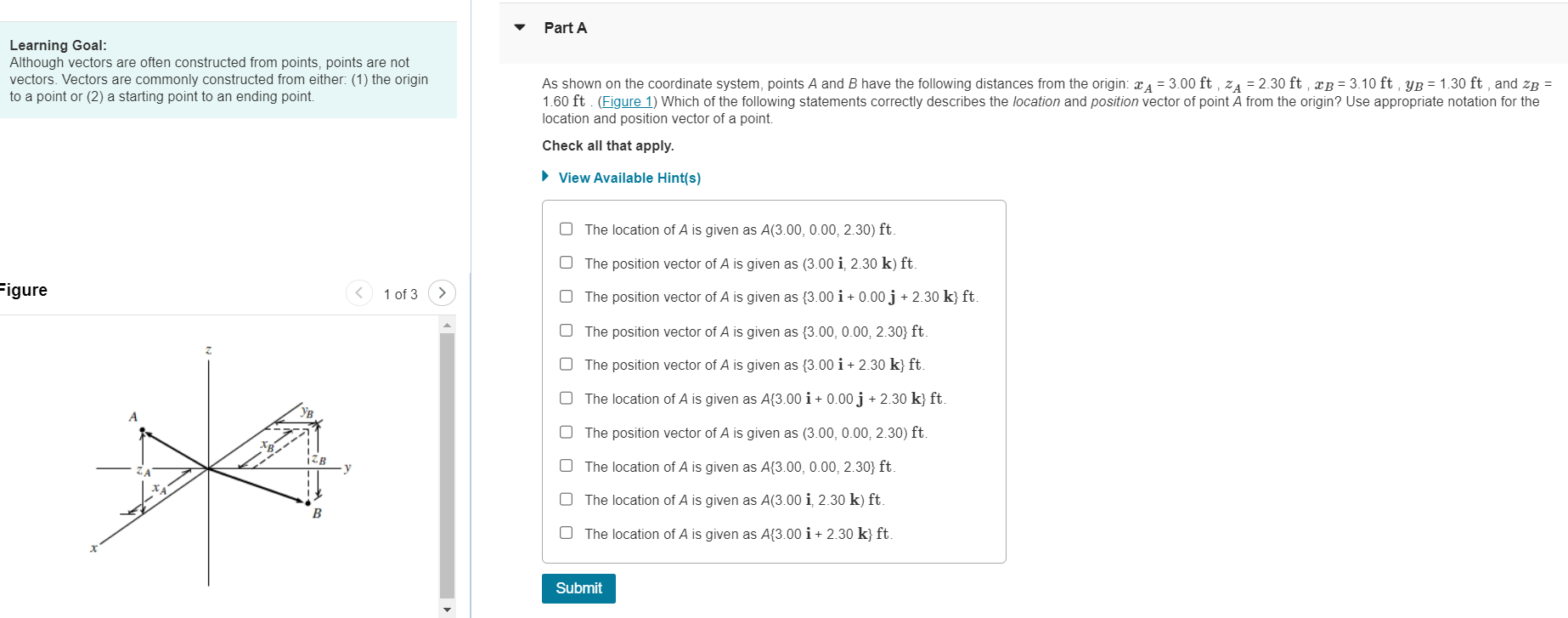 Solved For The Same Two Points A And B, What Are The I,j, | Chegg.com