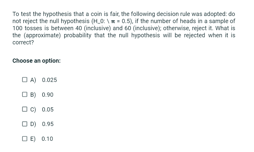 hypothesis test coin is fair