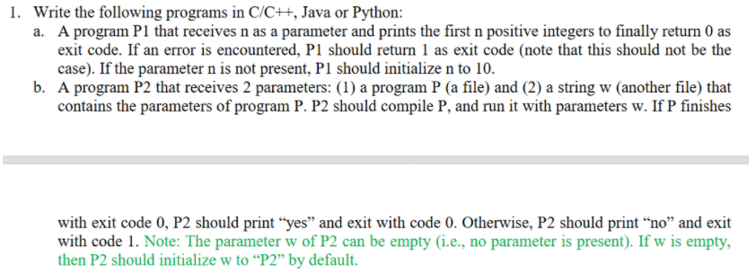 Solved 1. Write the following programs in C/C++, Java or | Chegg.com