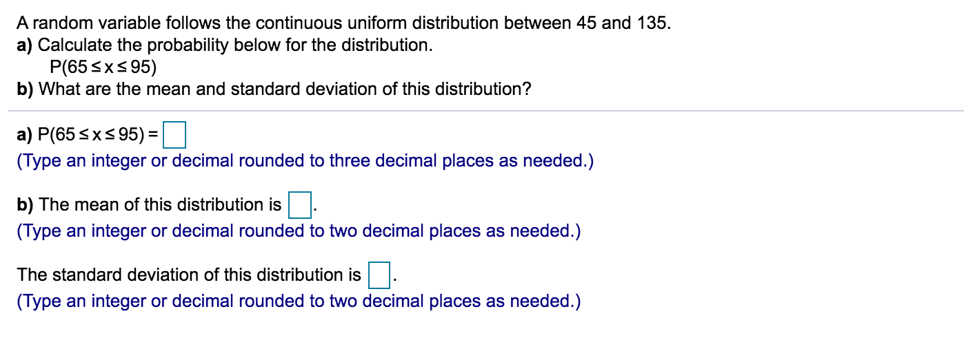 Solved A random variable follows the continuous uniform | Chegg.com