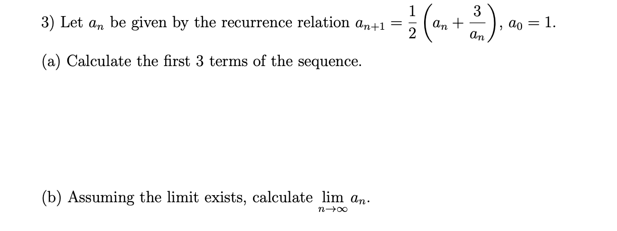 Solved _ 3 3) Let an be given by the recurrence relation | Chegg.com