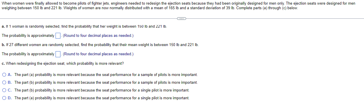 Solved weighing between 150lb and 221lb. Weights of women | Chegg.com