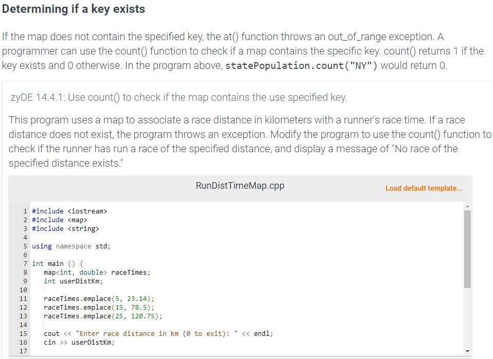 Solved C++Use count() to check if the map contains the use | Chegg.com