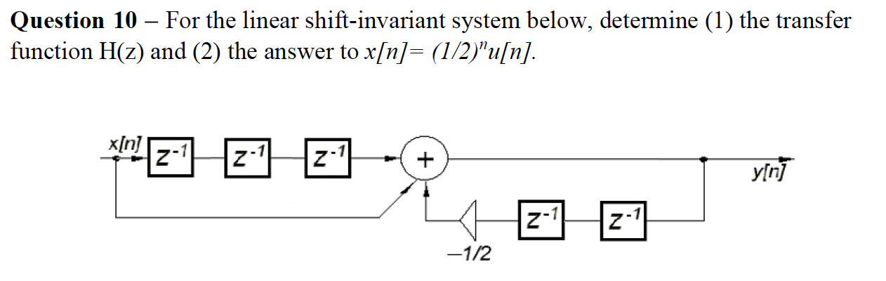 Solved Question 10 - For the linear shift-invariant system | Chegg.com