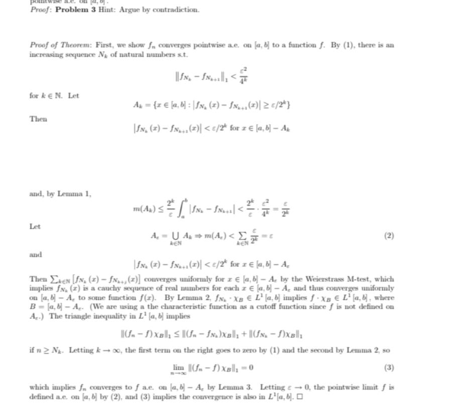 Solved Proof: Problem 3 Hint: Argue by contradiction. Proof | Chegg.com