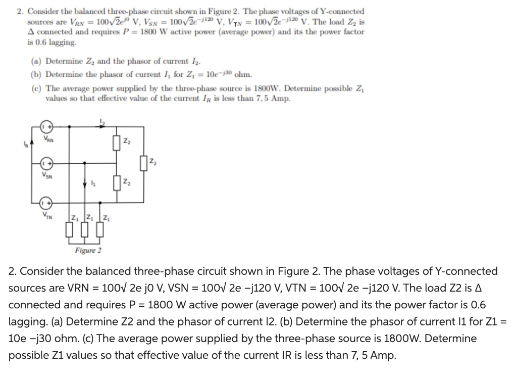 Solved 2. Consider The Balanced Three-phase Circuit Shown In | Chegg.com