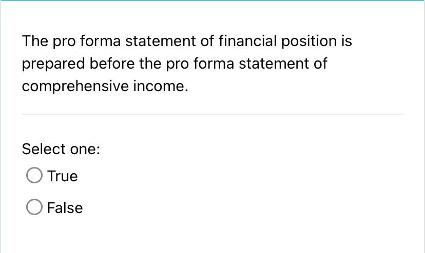Solved The pro forma statement of financial position is | Chegg.com