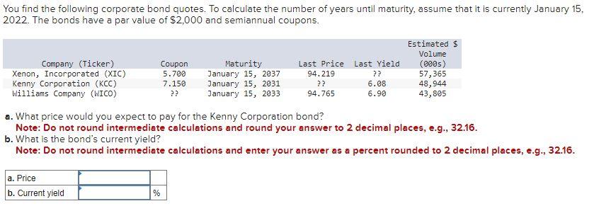 Solved You find the following corporate bond quotes. To | Chegg.com