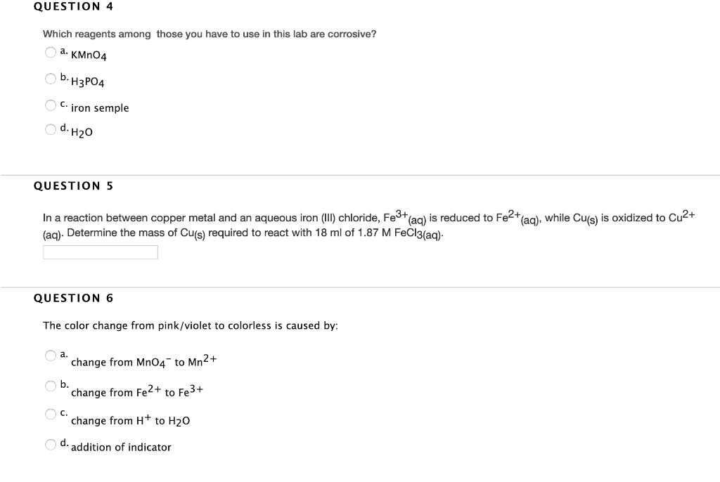 Solved QUESTION 4 Which reagents among those you have to use | Chegg.com