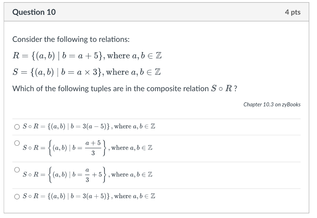 Solved Consider The Following To Relations: R={(a,b)∣b=a+5}, | Chegg.com