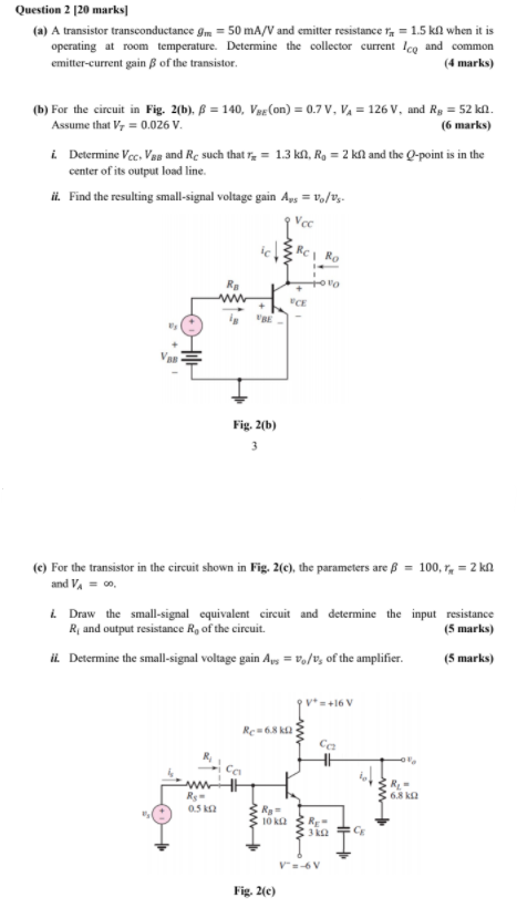 Solved Question 2 [20 marks (a) A transistor | Chegg.com