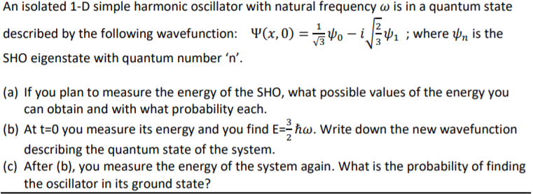 Solved An isolated 1-D simple harmonic oscillator with | Chegg.com