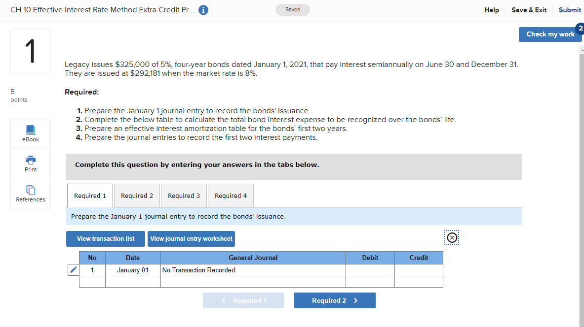 Solved ch 10 effective interest rate method extra credit chegg