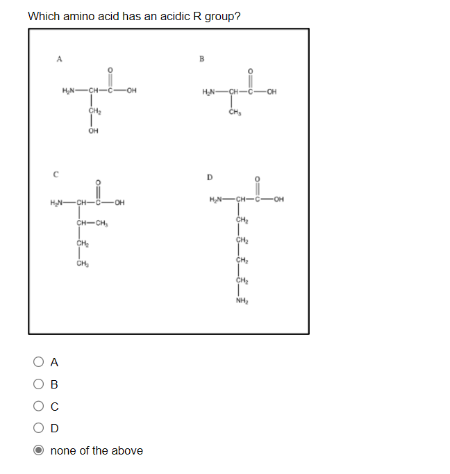 Solved Which amino acid has a basic R group?Which amino acid
