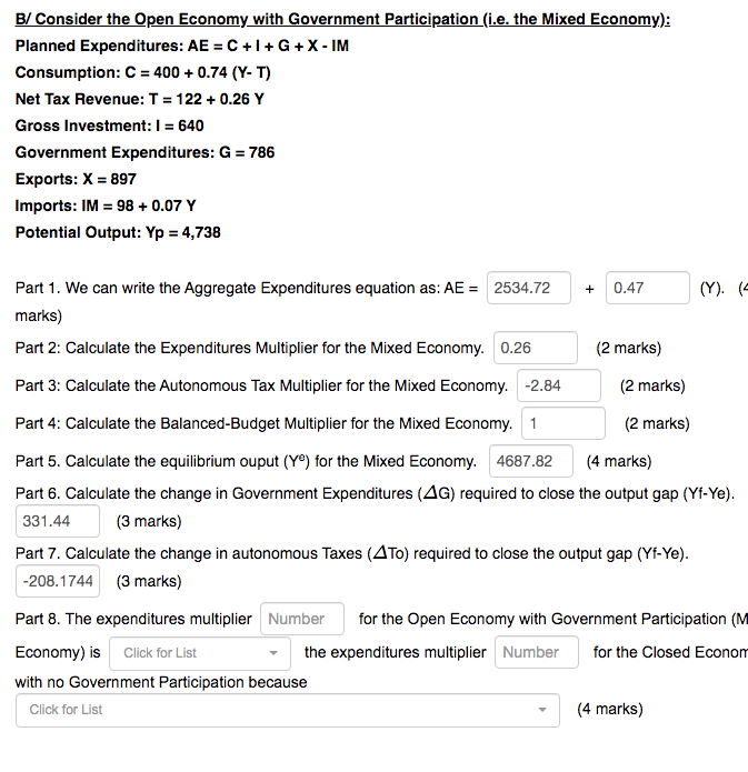 Solved B Consider The Open Economy With Government Parti Chegg Com