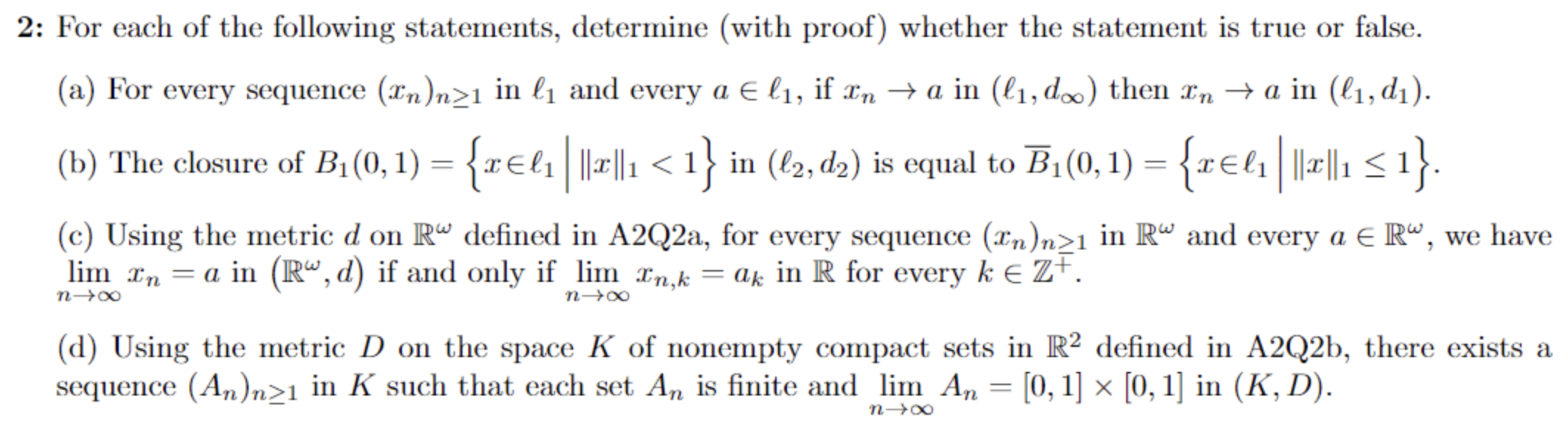 Solved 2: For each of the following statements, determine | Chegg.com