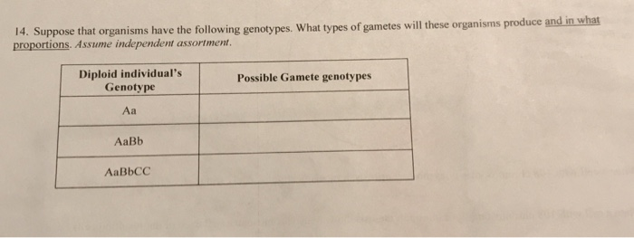 Solved 14. Suppose that organisms have the following | Chegg.com