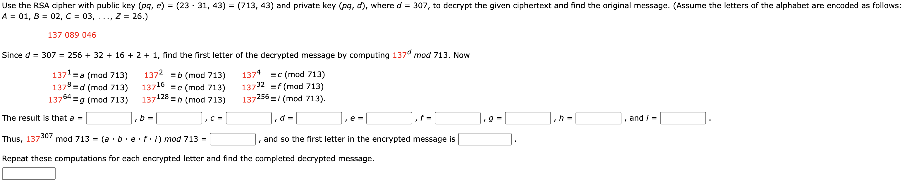 Solved A=01,B=02,C=03,…,Z=26. 137089046 Since | Chegg.com