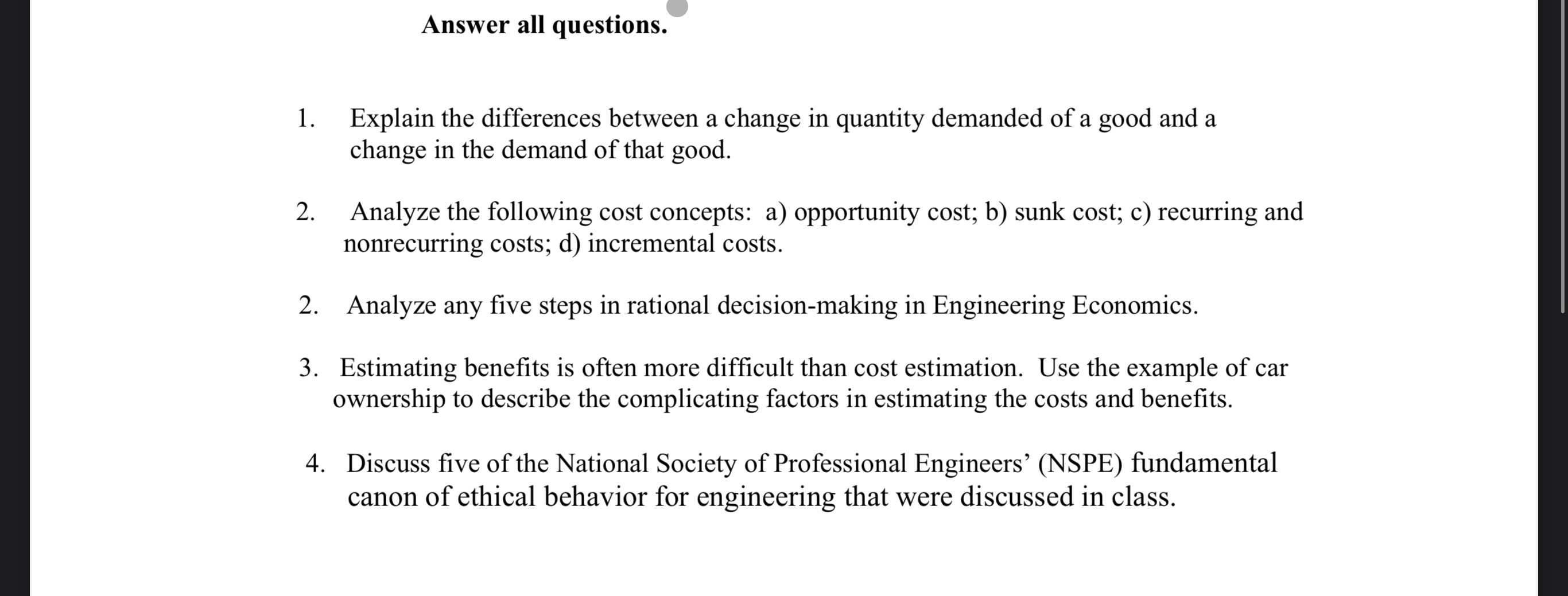 Solved Answer all questions. 1. Explain the differences | Chegg.com