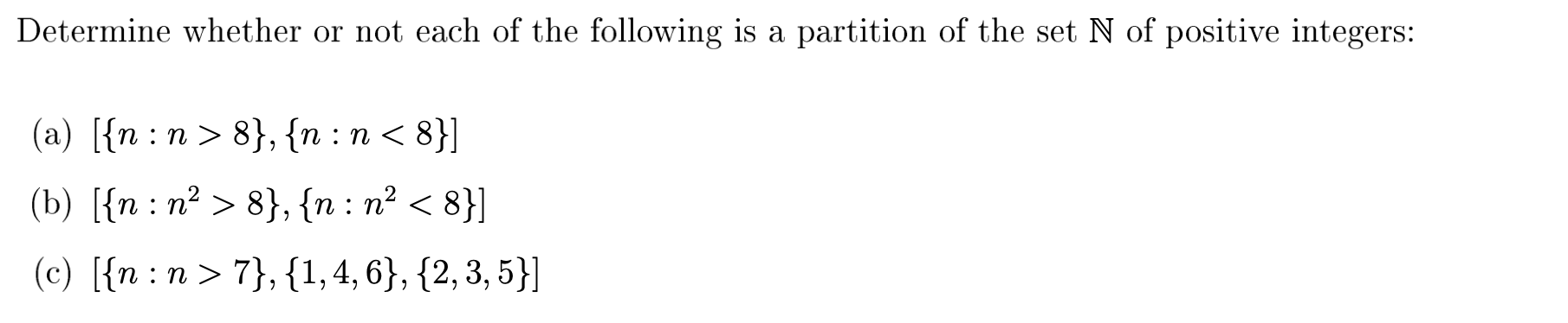 Solved Determine whether or not each of the following is a | Chegg.com