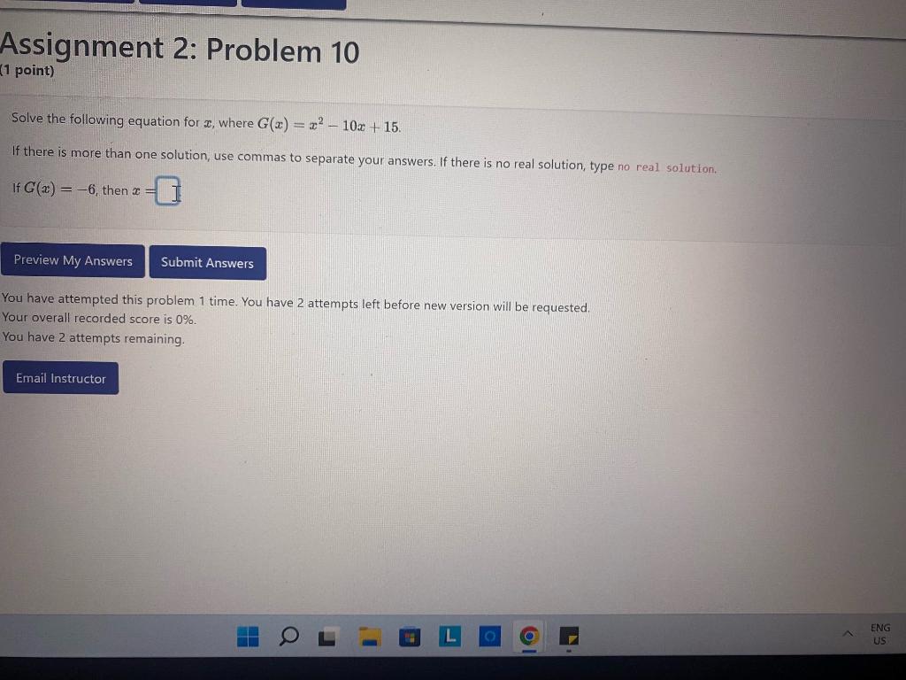 Solved Solve the following equation for x, where | Chegg.com