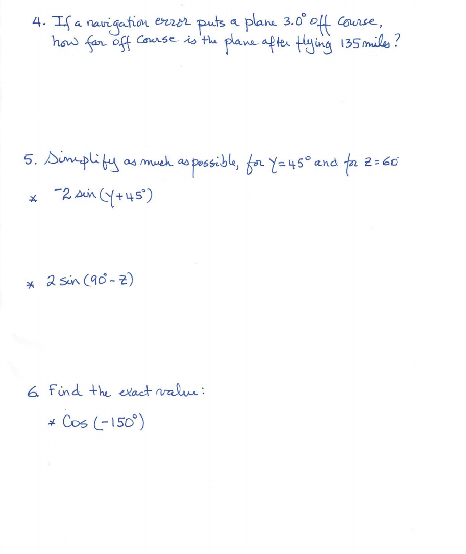 Solved 4. If a navigation error puts a plane 3.0° of course, | Chegg.com