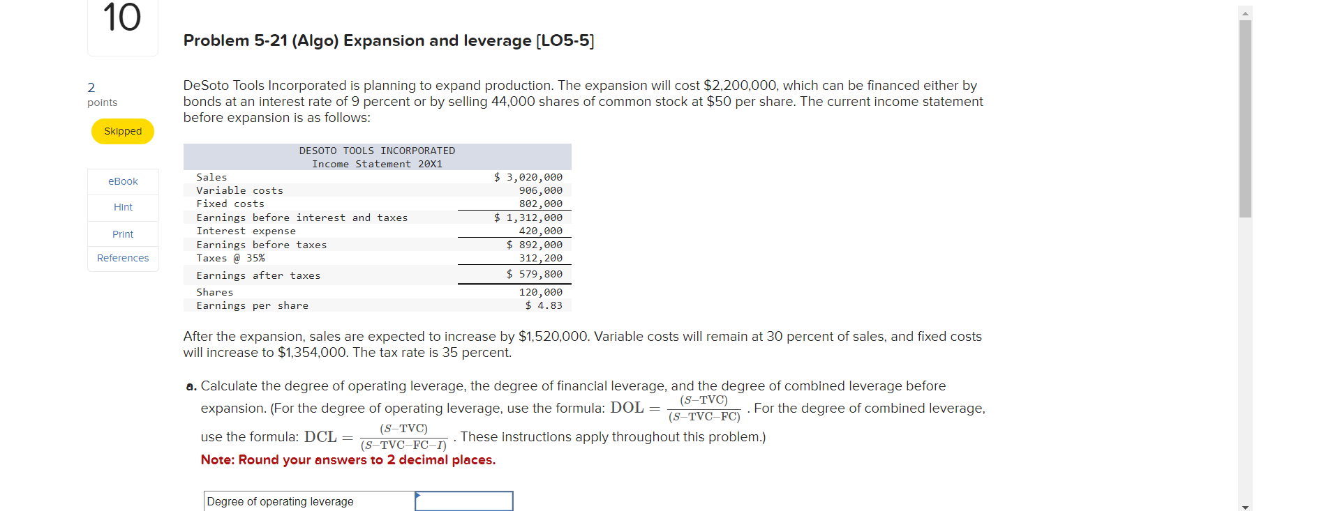 problem-5-21-algo-expansion-and-leverage-lo5-5-chegg