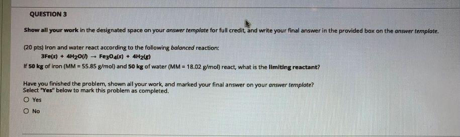 Solved QUESTION 3 Show all your work in the designated space | Chegg.com