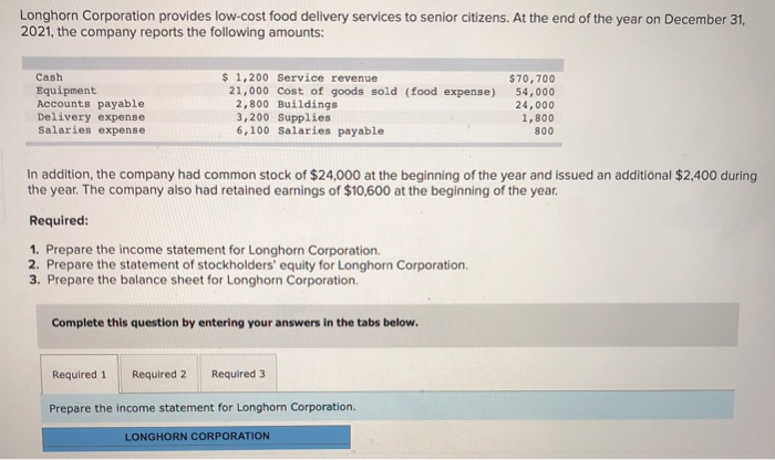Solved Longhorn Corporation provides low-cost food delivery | Chegg.com