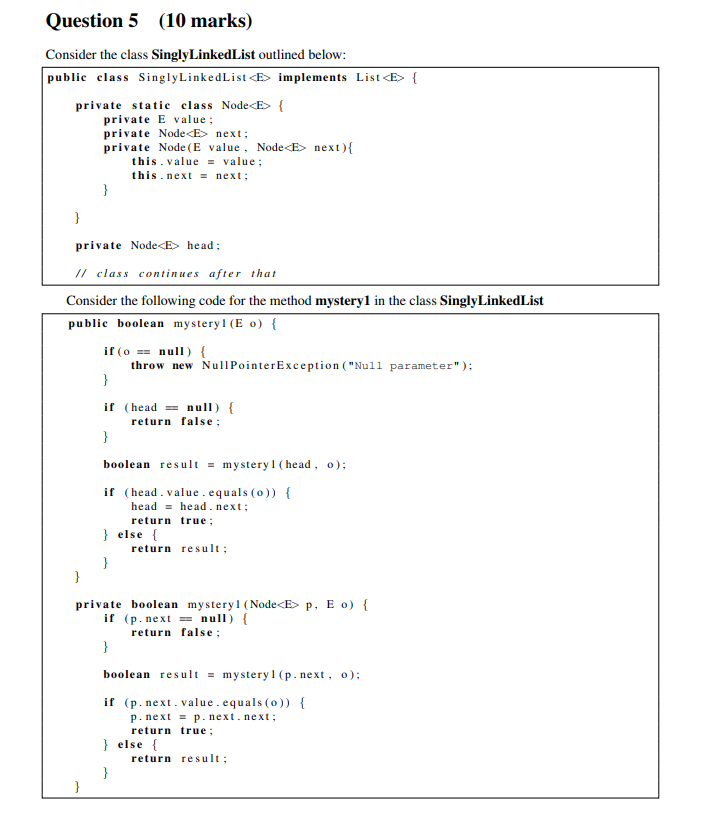 Solved Question 5 (10 marks) ) Consider the class | Chegg.com