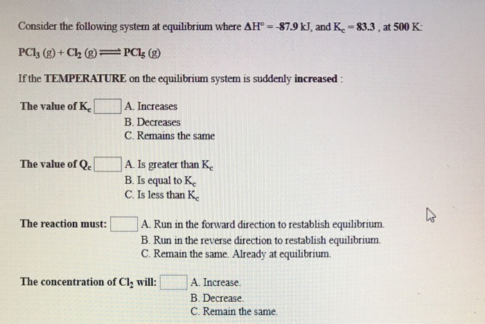 Solved Consider the following system at equilibrium where | Chegg.com
