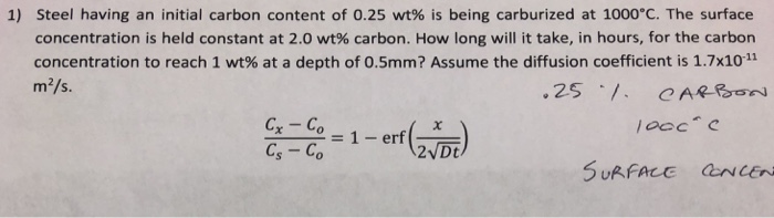 Solved 1) Steel Having An Initial Carbon Content Of 0.25 Wt% | Chegg.com