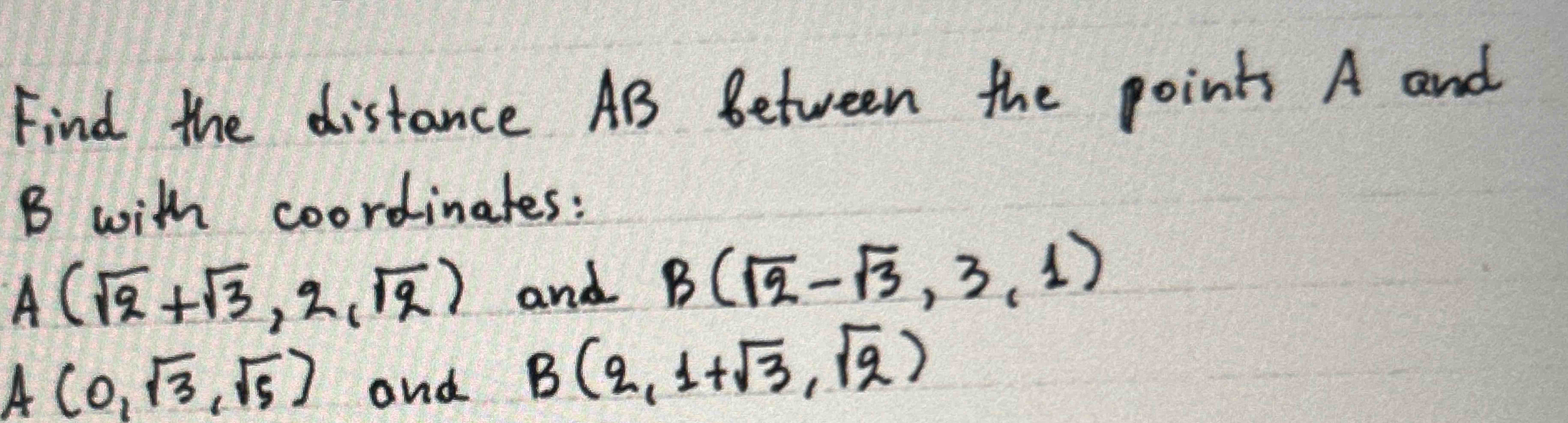 Solved Find The Distance AB ﻿between The Points A AndB ﻿with | Chegg.com