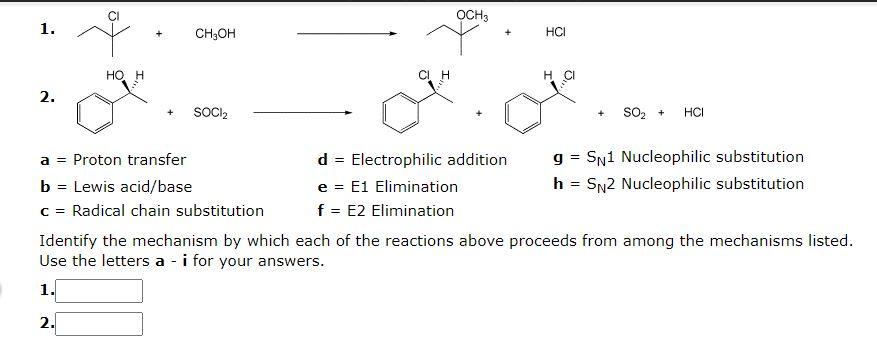 Solved Identify The Mechanism By Which Each Of The Reactions | Chegg.com