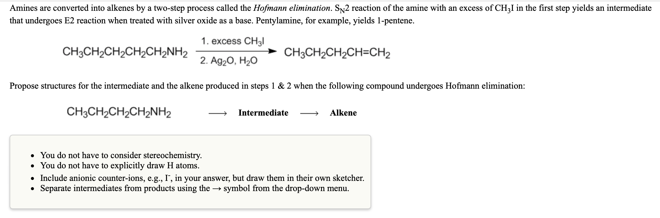 Solved Amines are converted into alkenes by a two-step | Chegg.com