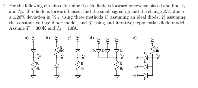 2. For the following circuits determine if each diode | Chegg.com