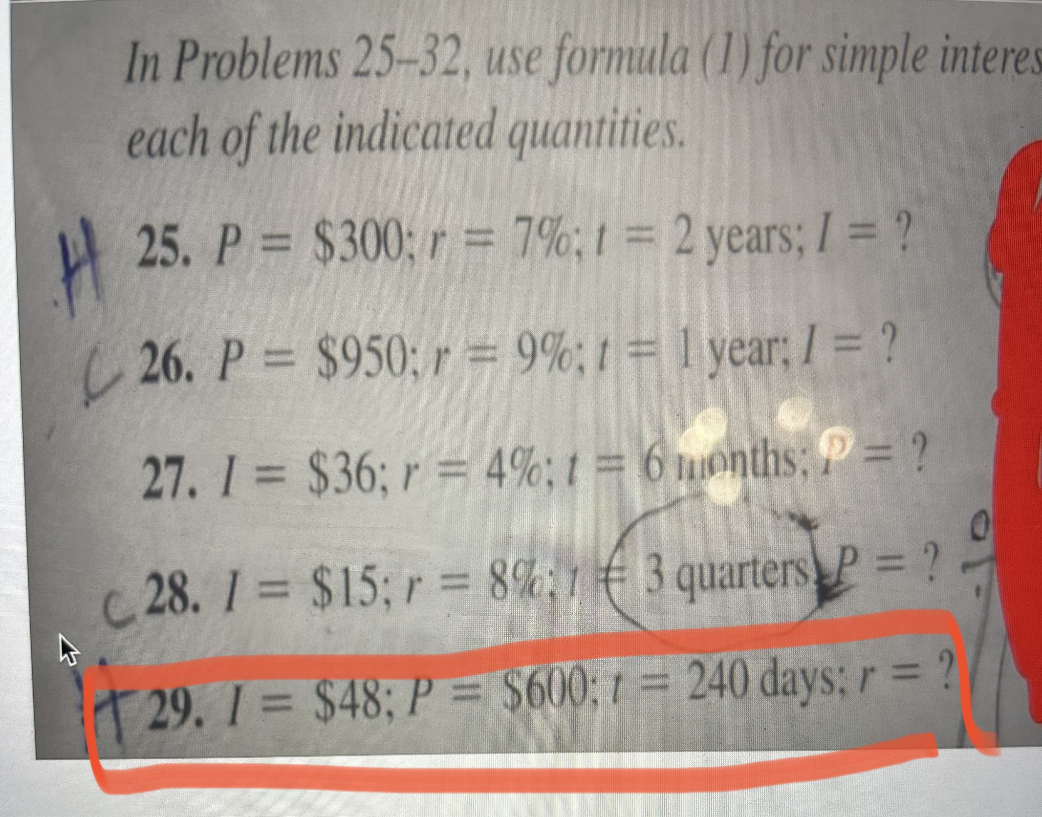 In Problems 25-32, use formula (1) for simple intere | Chegg.com