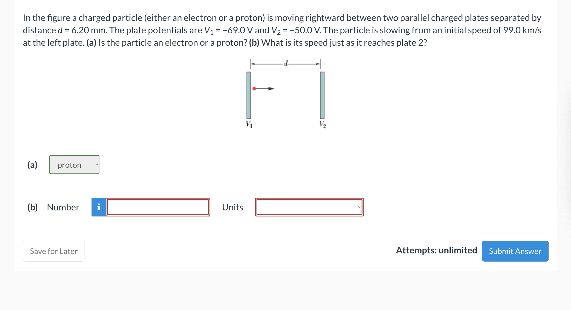 Solved In The Figure A Charged Particle (either An Electron | Chegg.com